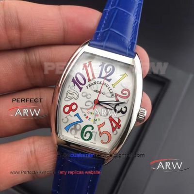 Perfect Replica Franck Muller Color Dreams SS Blue Leather Watches 38mm